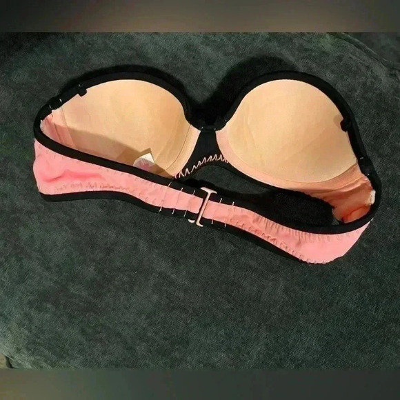 Victoria’s Secret strapless Y2K bikini top Color block w/ embroidered edge 32B - Picture 2 of 5